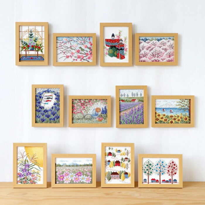 クロスステッチ 刺繍 キット 12ヶ月の小さな花風景 9月 お月見の花飾り