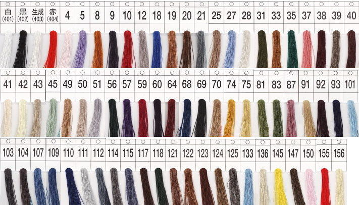 タイヤー絹糸カラーステッチミシン糸30番50mその1(白～64番色